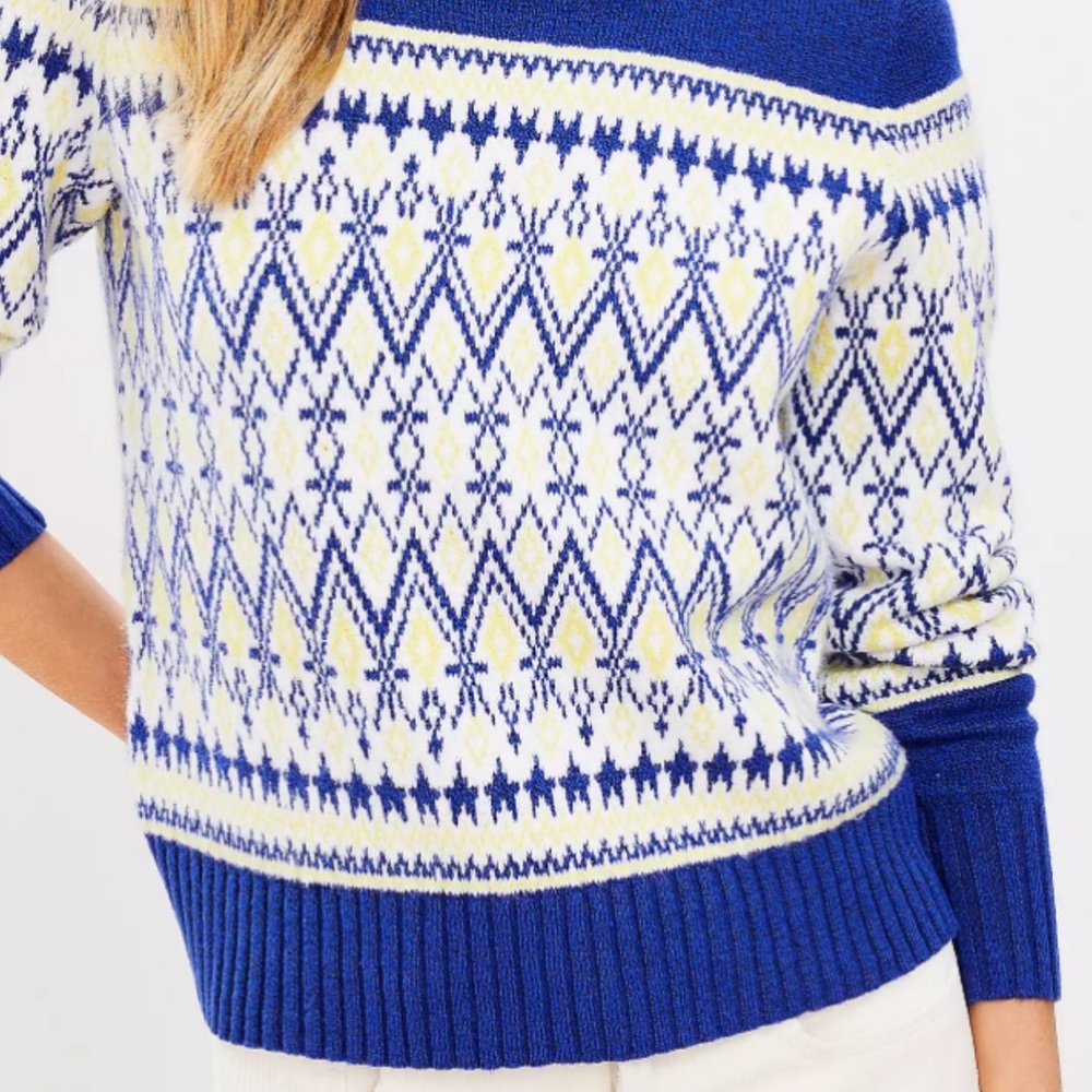 Loft Geo Fair Isle Mock Neck Sweater